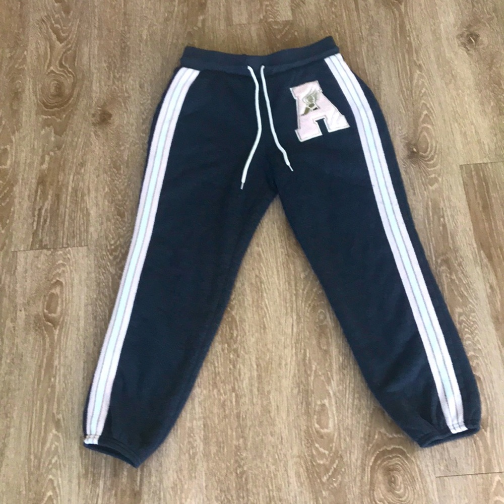 Navy, Pink, White Fuzzy On Inside Sweatpants
